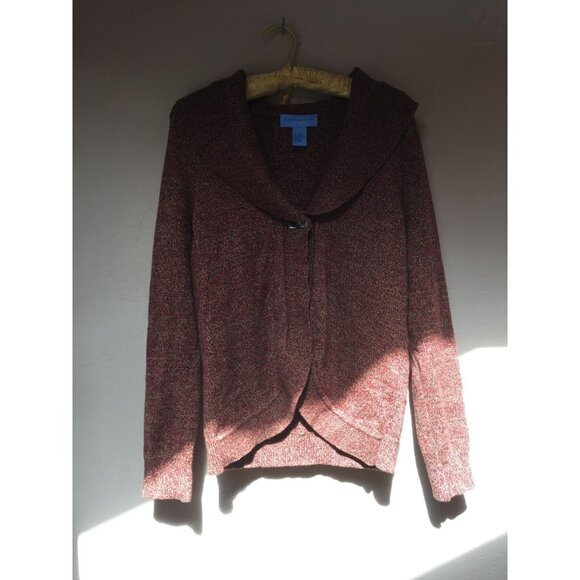 Doncaster Sports Womens Wide Collar Knit Cardigan Sweater Long Sleeve Multicolor - Picture 1 of 6